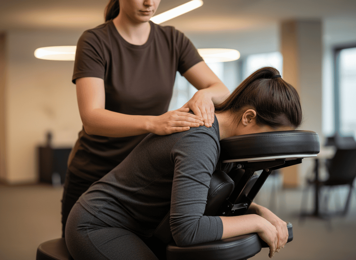 Massage in Bad Homburg. Ein Foto einer Frau bei einer Fresh-Up Massage.